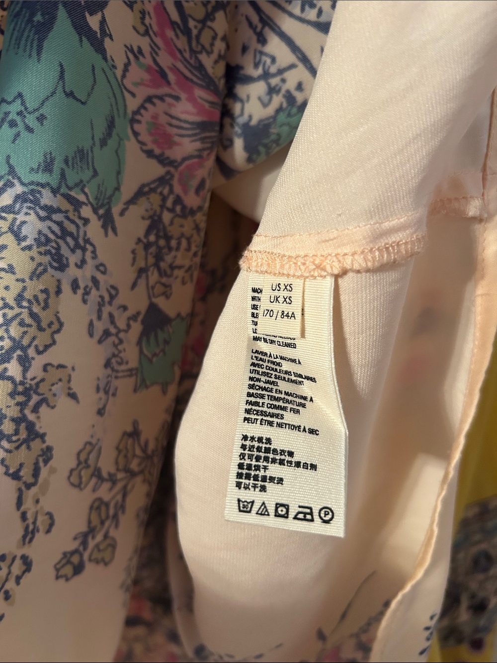 Free People Positano Printed Blouse Sz XS Peach Floral Off Shoulder Boho Y2K - Picture 14 of 15